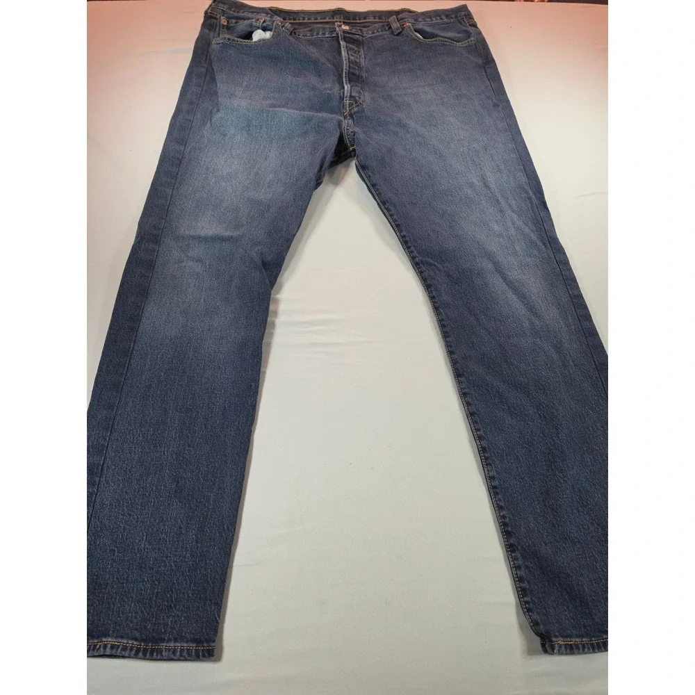 Levis 501 Original Fit Mens Blue Denim Straight Leg Button Fly Jeans 42x32